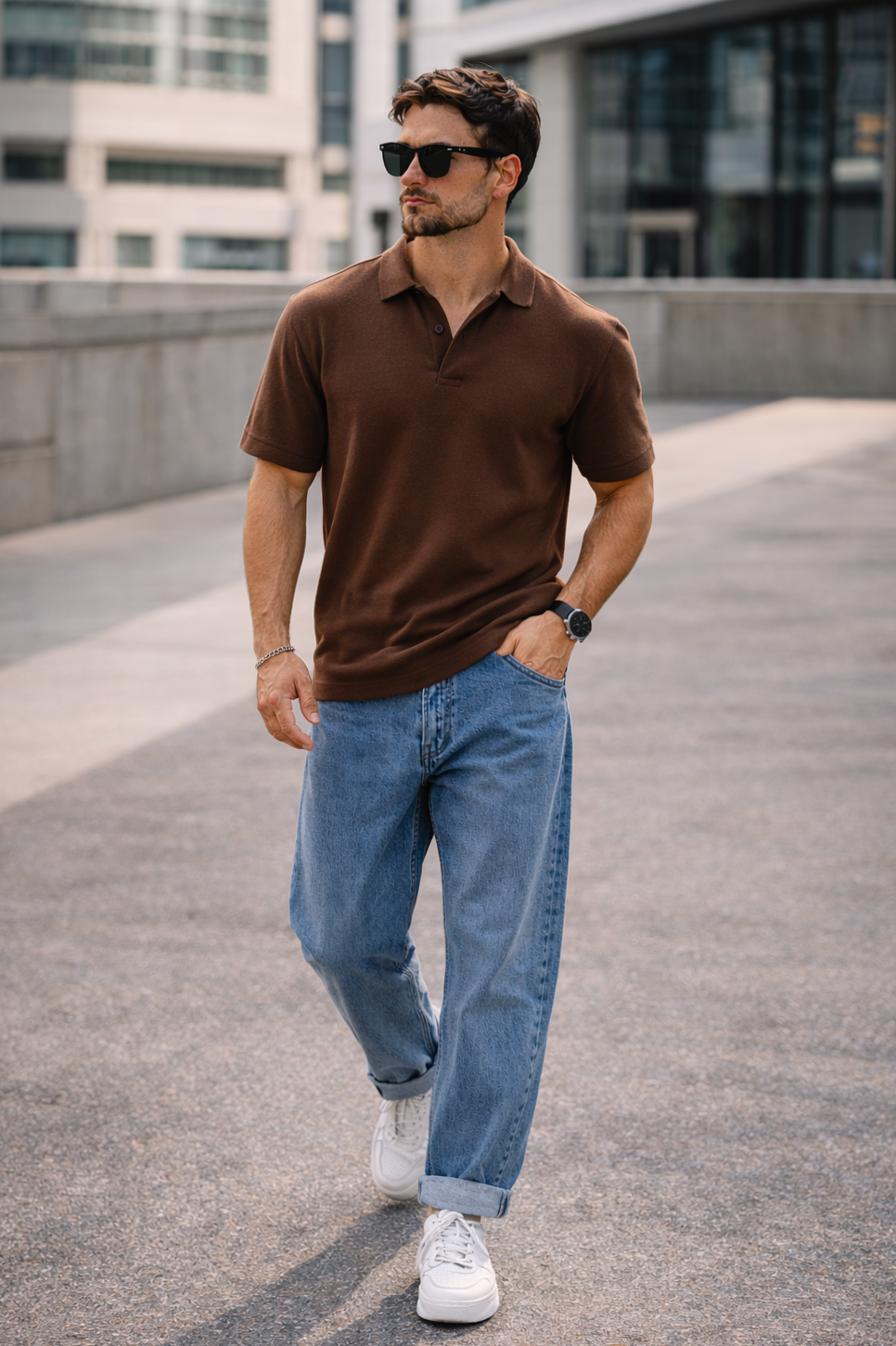 Brown Polo & Indigo Jeans | Timeless Sophistication in Quiet Romance 🧘‍♀️ 🧘‍♀️ 766