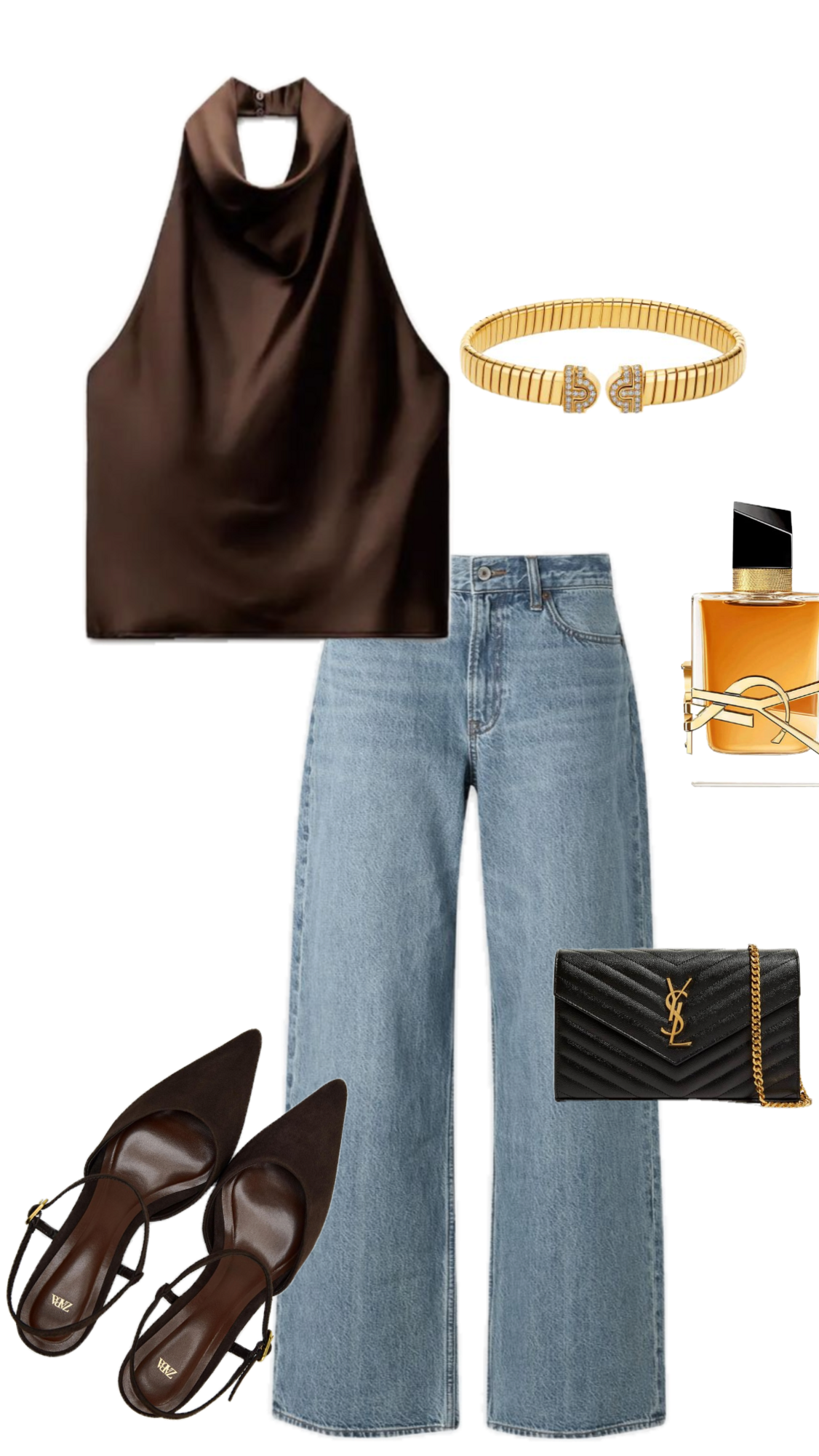 🍂 love language visuals ✦ Halter-Neck Romance: Sophisticated Brown Ensemble for  791