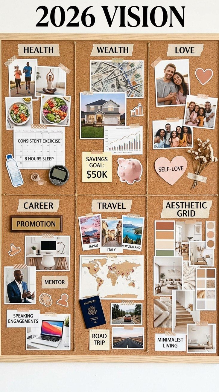 2026 Vision Board Template For Soulful Growth & Harmonious Love Paths 🎭 437