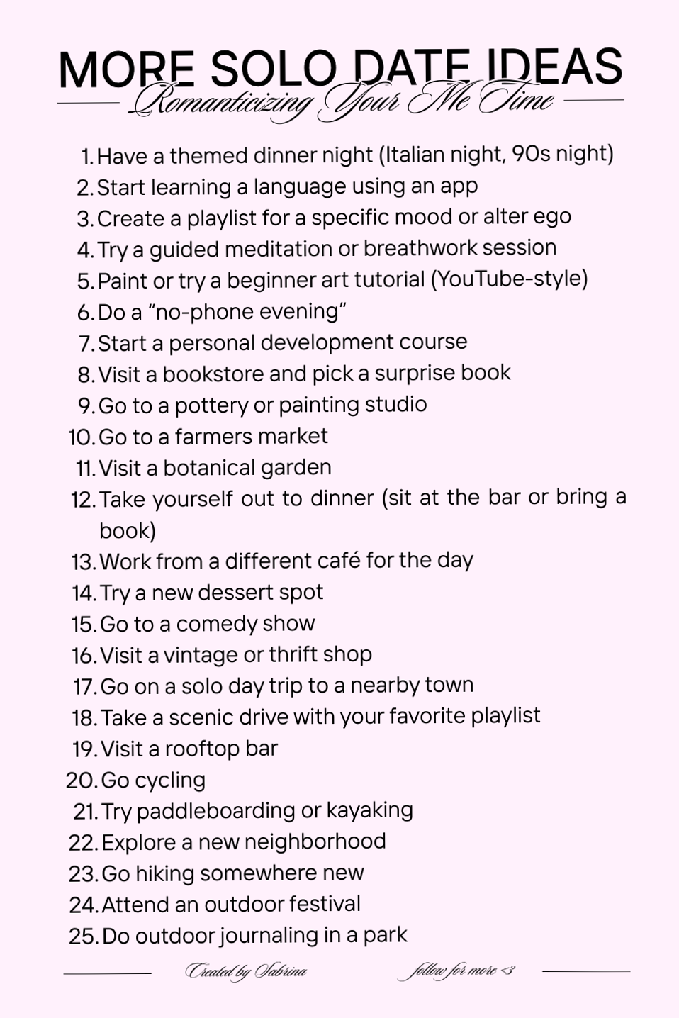🍂 25 More Solo Date Ideas for Self Growth & Healing Aesthetics — aesthetic edit 286