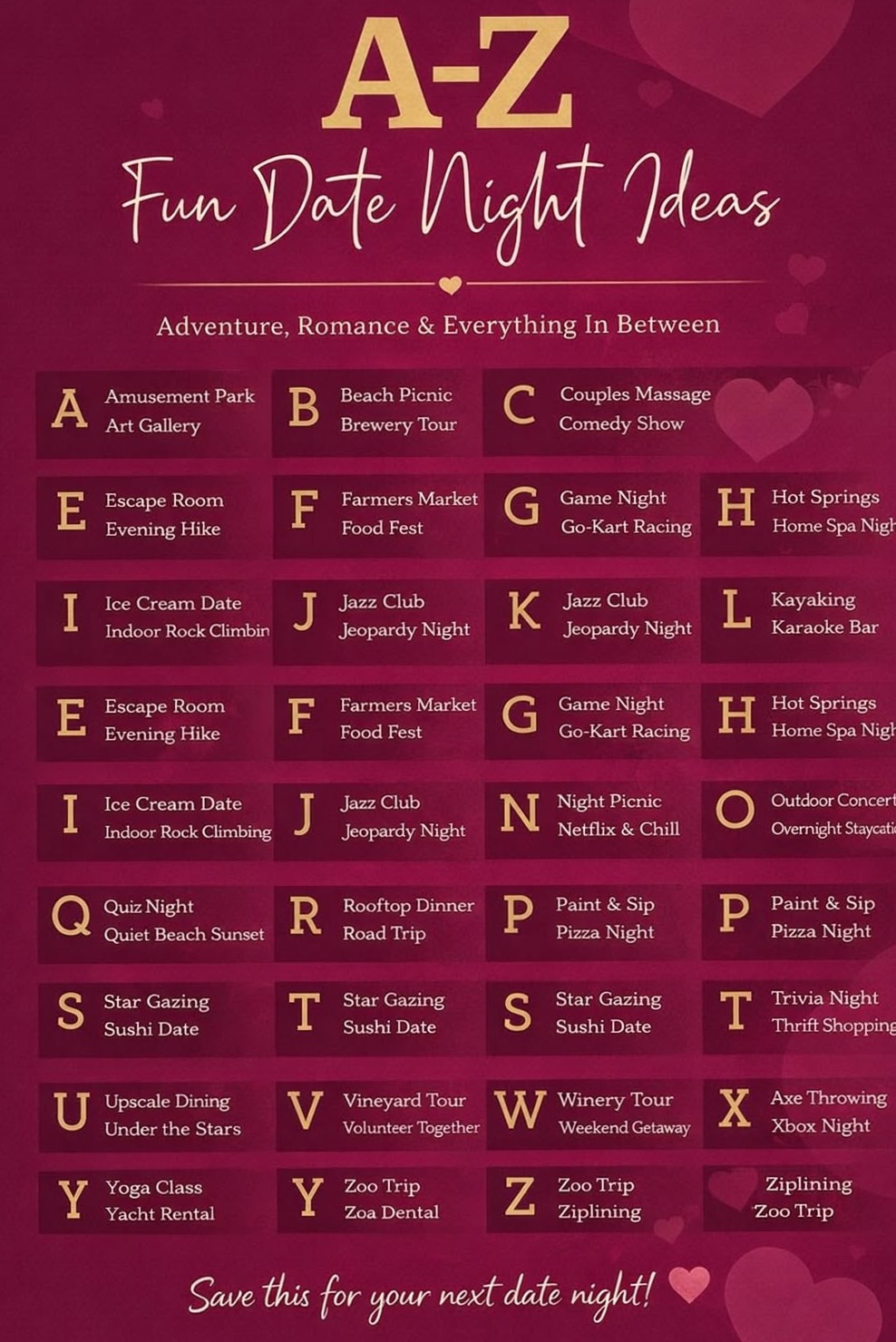 🤍 ✦ A–Z Date Night Ideas: 26 Ways to Spark Deeper Connection & Shared Joy 971