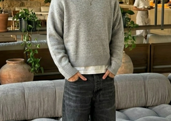 art of modern romance: 🤍 🦋 🤍 Gray Knit & Baggy Jeans: Quiet Confidence, Deep Sou 970