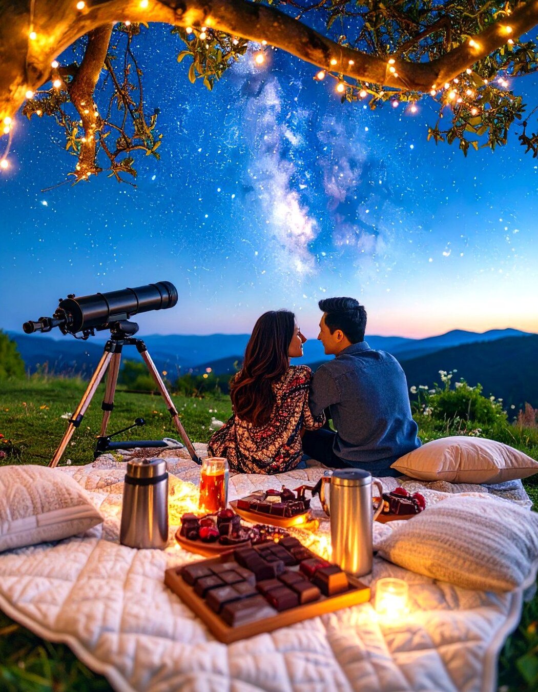 🖤 ♟️ ✦ Celestial Romance: Backyard Stargazing Picnic & Timeless 21st Wedding Ann 452
