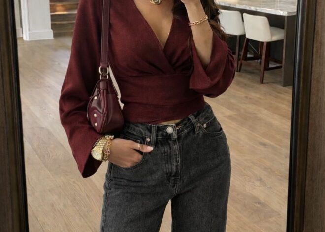 🪴 📚 ⟡ Chic Girls Night Out Ensemble | Burgundy Elegance & Timeless Accents 227