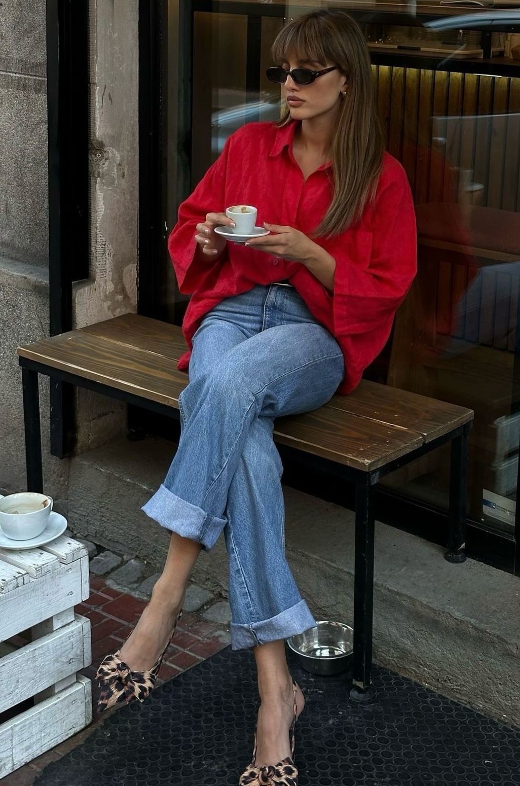 ⊹ Chic Red Shirt & Denim Ensemble for a Parisian Stroll ⊹ 🗝️ 262