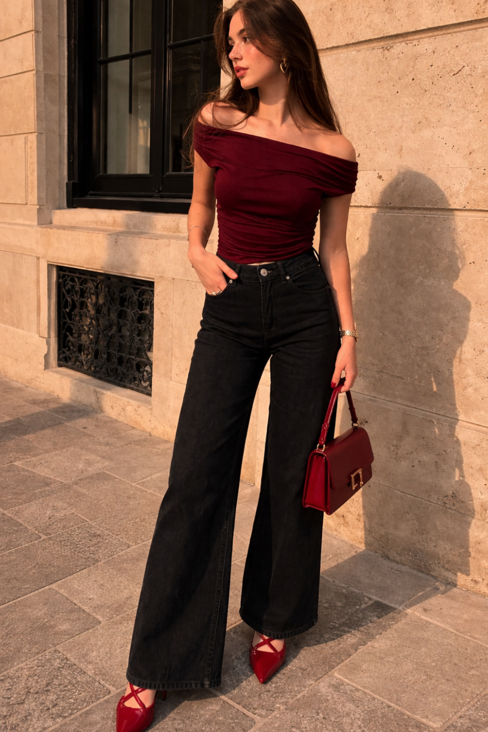 Chic Red Top with Black Jeans | Dark Academia Date Night & Street Style • ⚖️ 🧠 🧠 256