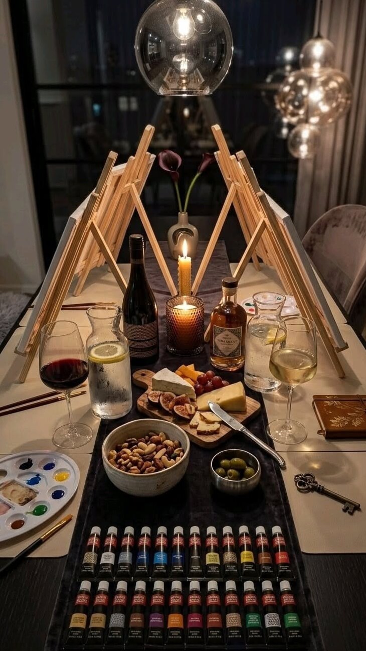🤍 Couples’ Canvas: Aesthetic Nights with Artful Flavors and Connection | heart-t 371