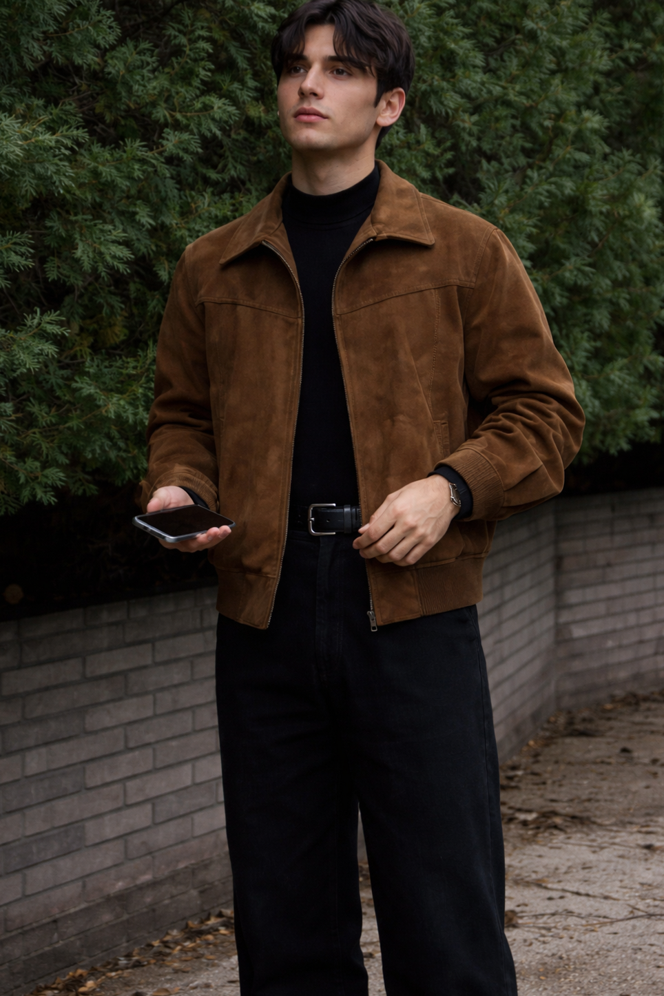 Men’s Brown Suede Leather Jacket | Winter Romance in Smart Casual Style ⟐ soul d 139