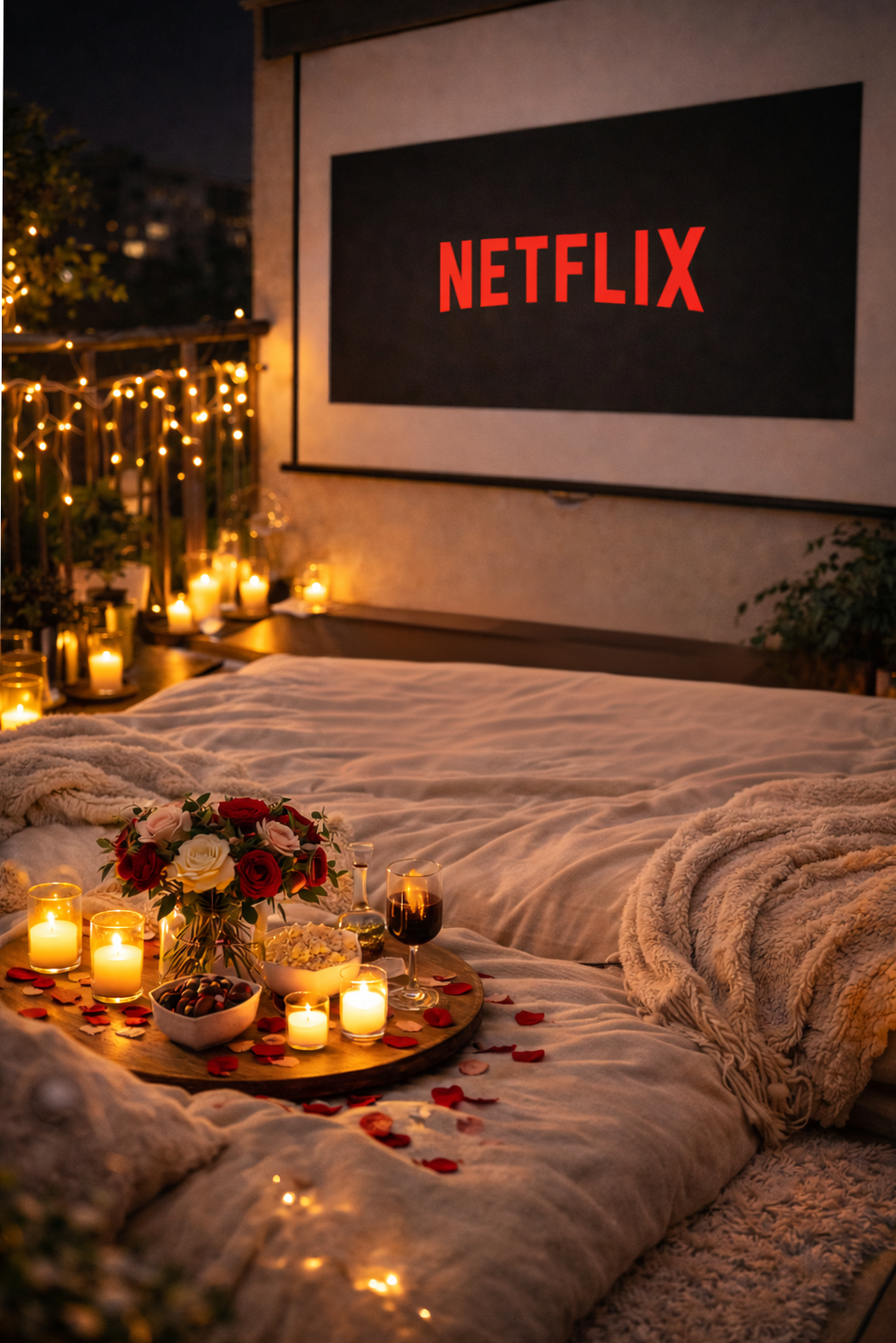 🤍 Netflix & Chill Balcony Date Night Dreamy Movie Night Decor Ideas | intimate m 802