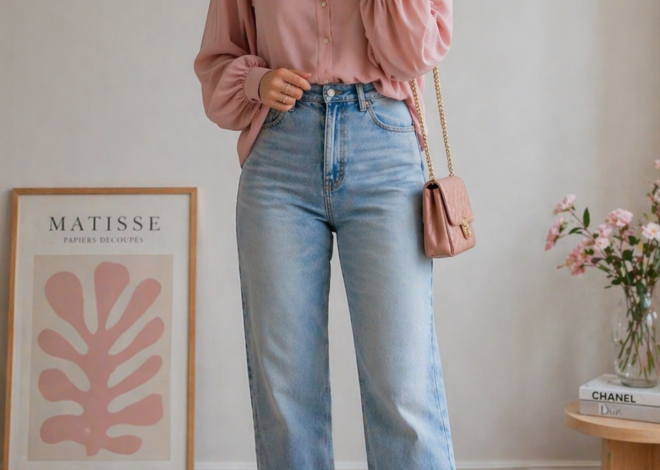 ⚖️ Pink Harmony Outfit | Soulful Jeans and Blouse Style for Kindred Spirits | ro 596
