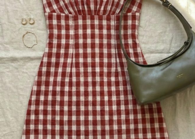 Red Gingham Dreams in Moonlit Evening — 🌊 🌱 840