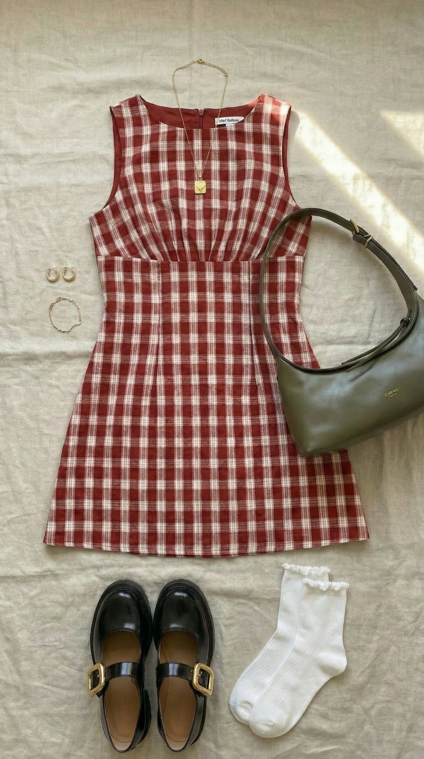 Red Gingham Dreams in Moonlit Evening — 🌊 🌱 840