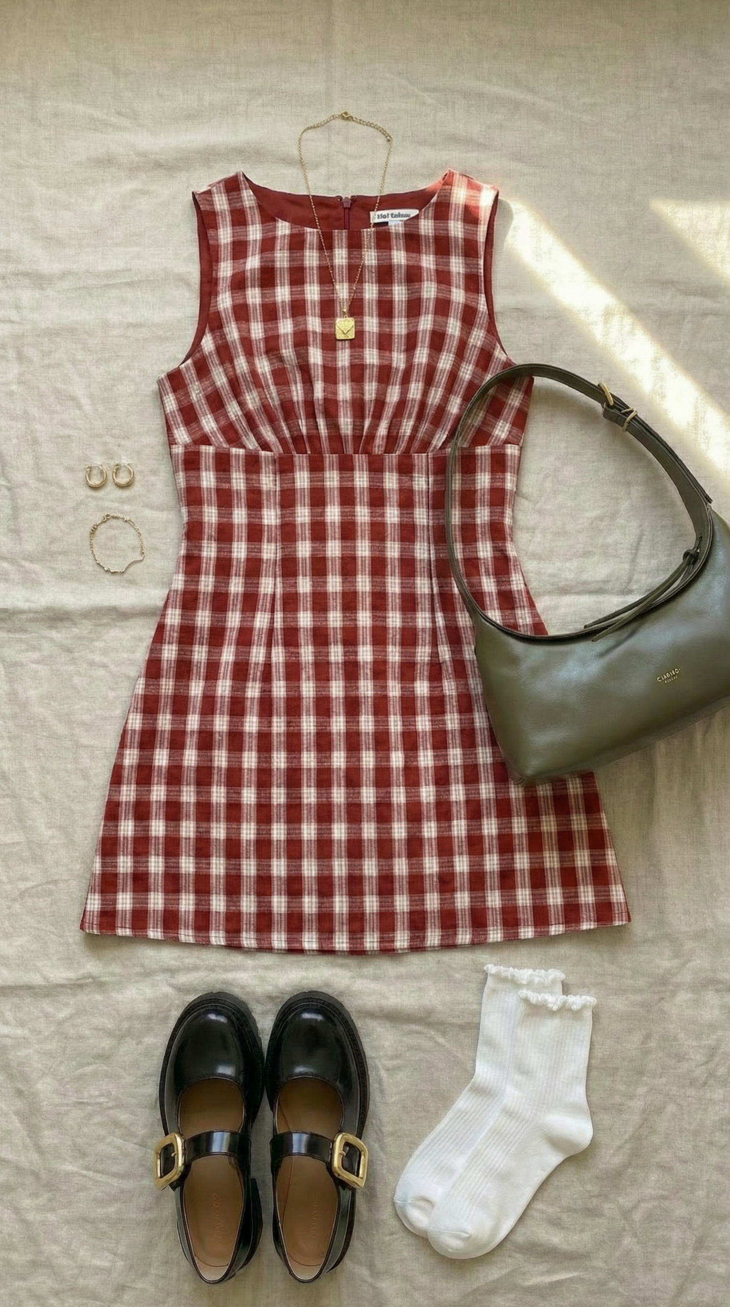 🕊️ ⟡ Red Gingham Mini Dress for Fated Evenings & Soulful Style 405