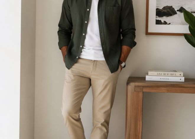 ✦ romanticizing connections ✦ Soulful Casual Ensemble | Green & Beige Harmony fo 958