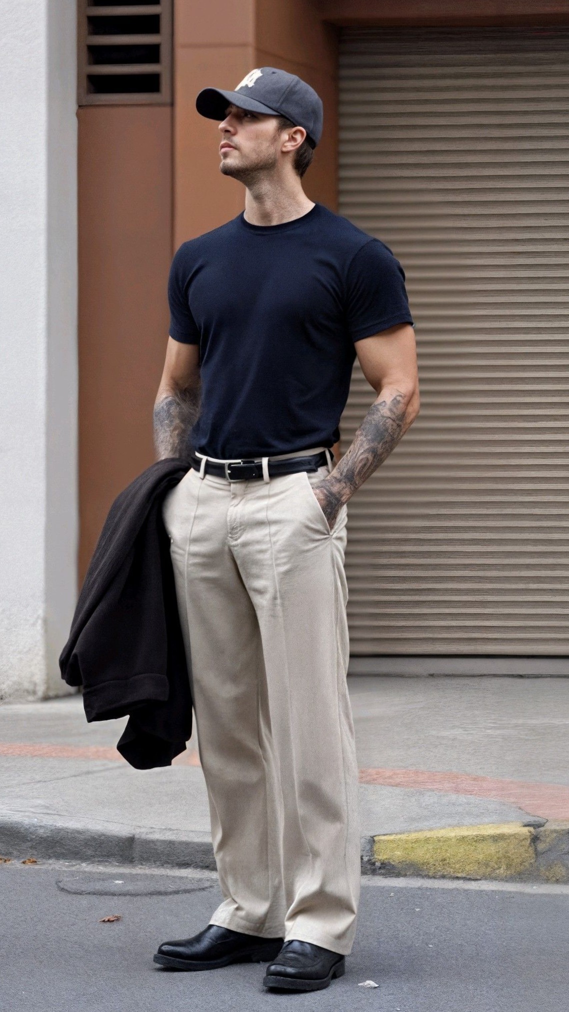 🛋️ 🛋️ Urban Sophistication in Modern Mens Wide Leg Trousers 693