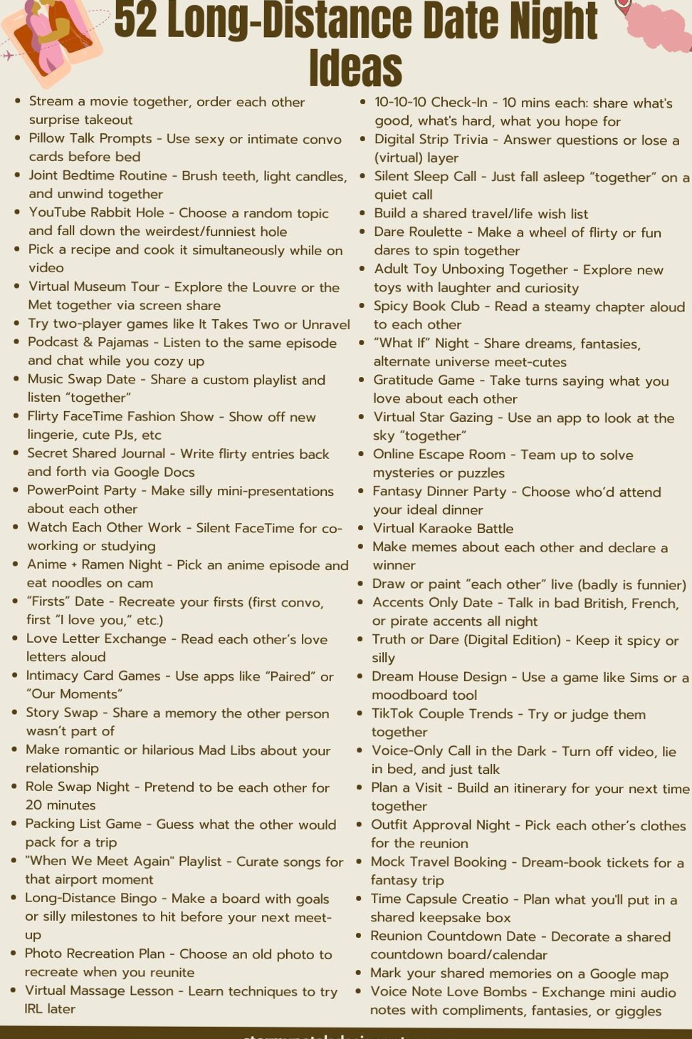 Weekly Virtual Dates | 52 Ways to Strengthen Your Connection from Afar | 📝 roman 797