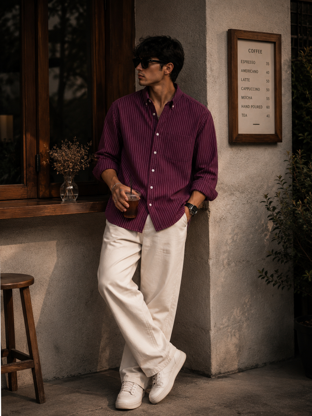 ⊹ Burgundy Striped Shirt for Men | Timeless Elegance for the Right Moment ⊹ 🏙️ 524