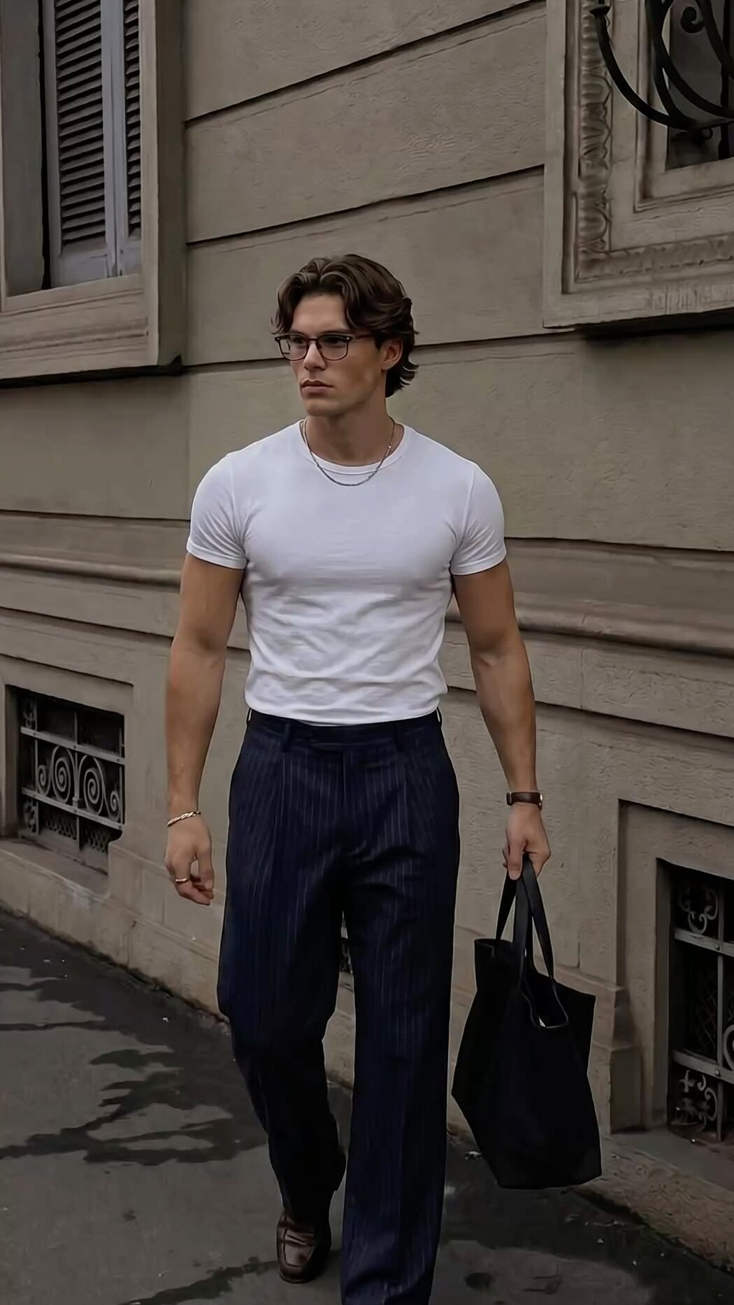 🍂 ✦ Fated Simplicity: Timeless Masculine Lines in White & Wide 133