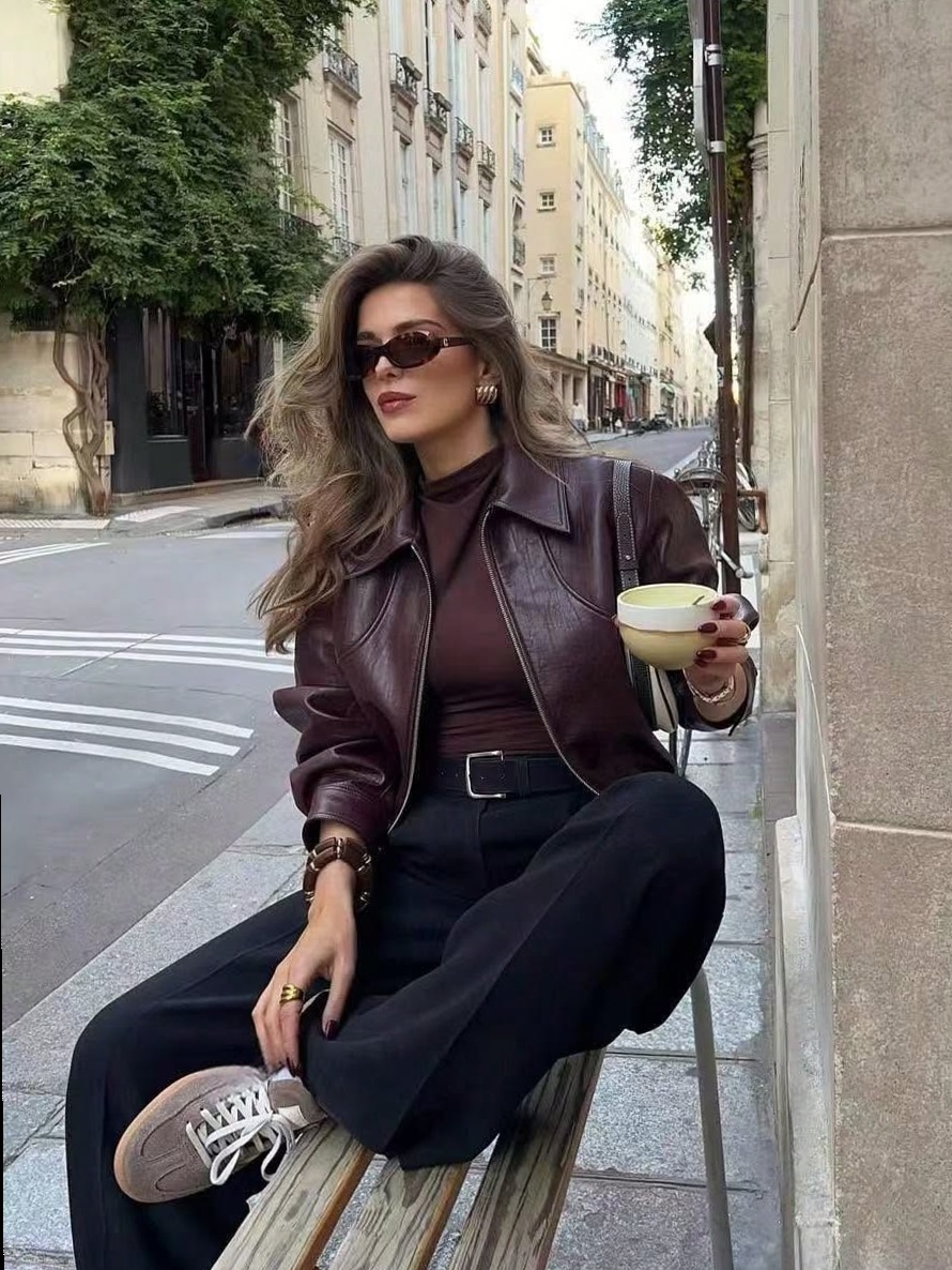 magnetic energy visual: 🔮 🔮 Retro Casual Chic Jas — Wijnrood Leren Jasje voor Pe 435