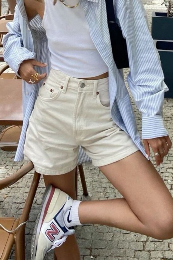 📝 ✦ Serene Summer Style: White Jean Shorts for Soulful Vibes 150