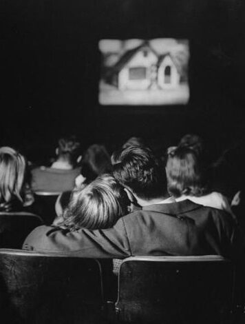 ☕ 🖼️ Teenage Whispers: Movie Theater Romance in 24x18in Poster Art | couple goal 594