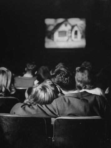 ☕ 🖼️ Teenage Whispers: Movie Theater Romance in 24x18in Poster Art | couple goal 594
